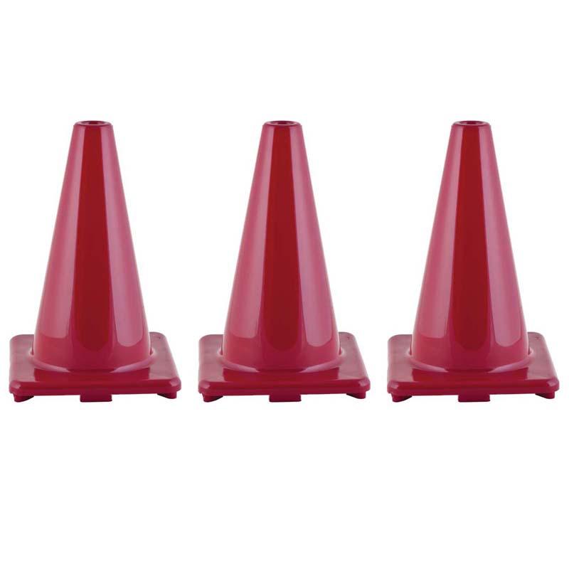 Hi-Visibility Flexible Vinyl Cone, 12", Red, Pack of 3. Picture 2