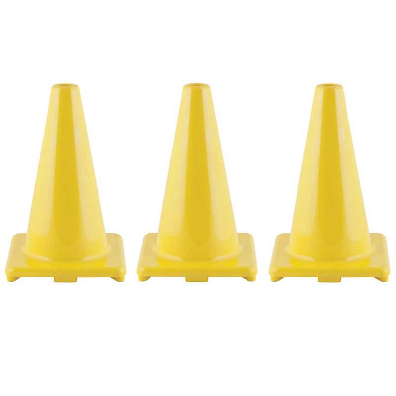 Hi-Visibility Flexible Vinyl Cone, 12", Yellow, Pack of 3. Picture 2
