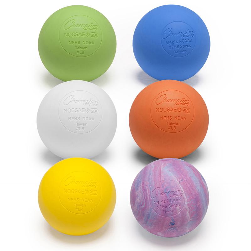 Official Lacrosse Ball Set, 6 Assorted Colors. Picture 2