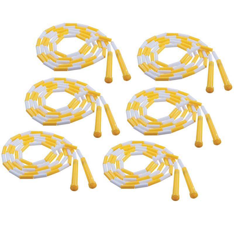 Plastic Segmented Jump Rope 8', Yellow & White, Pack of 6. Picture 2