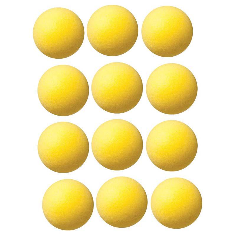Uncoated Regular Density Foam Ball, 4", Yellow, Pack of 12. Picture 2