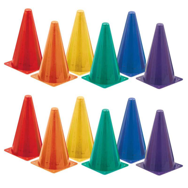 High Visibility Plastic Cone Set, Assorted Fluorescent Colors, 6 Per Set, 2 Sets. Picture 2