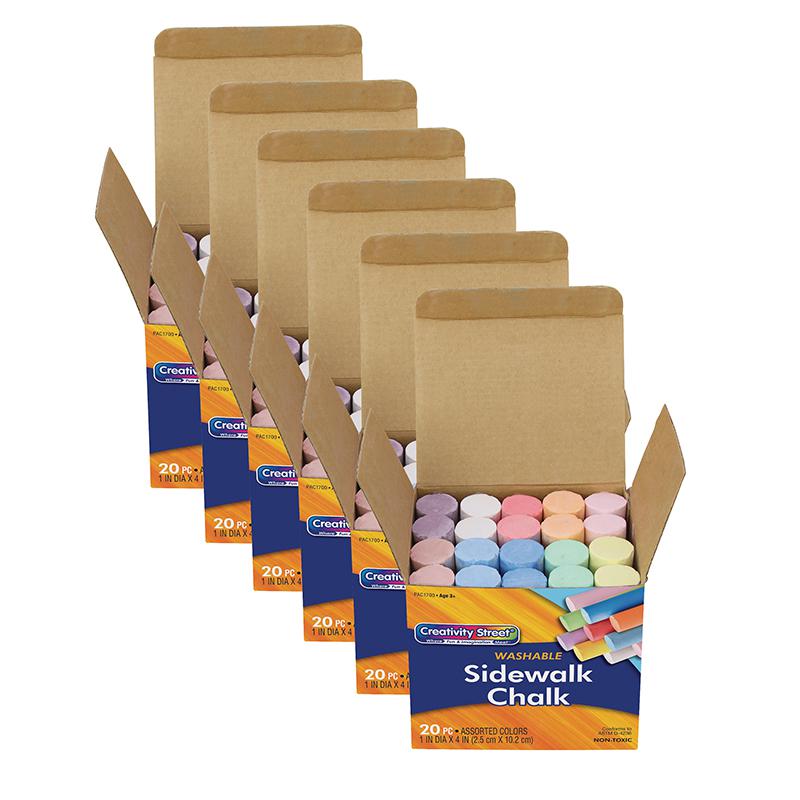 Sidewalk Chalk, Assorted Colors, 4", 20 Pieces Per Pack, 6 Packs. Picture 2