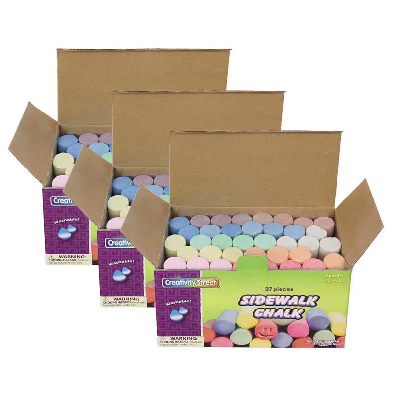 Sidewalk Chalk, Assorted Colors, 4", 37 Pieces Per Pack, 3 Packs. Picture 2