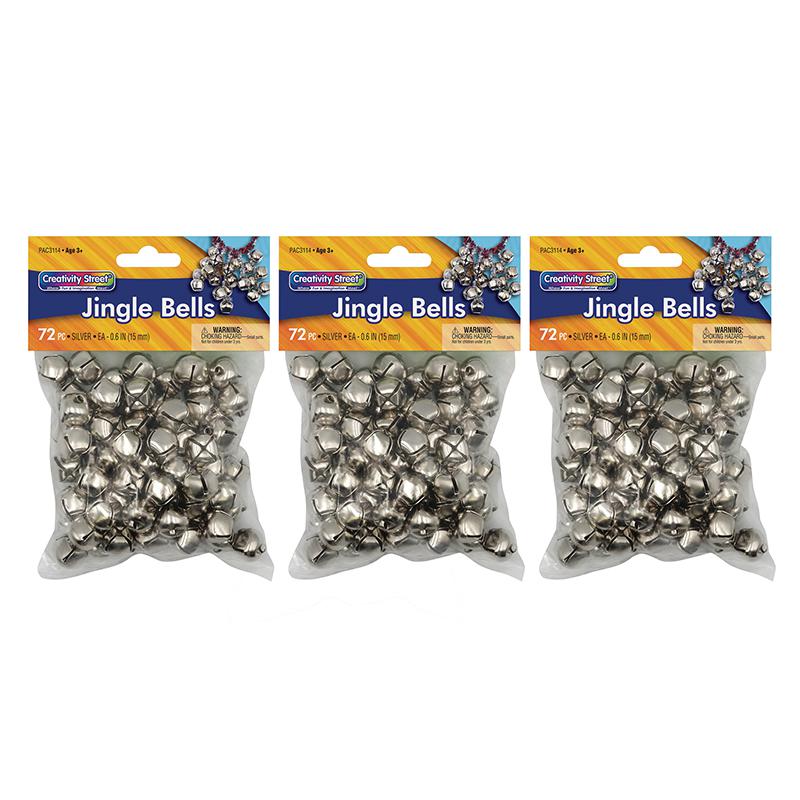 Jingle Bells, Silver, 5/8", 72 Per Pack, 3 Packs. Picture 2