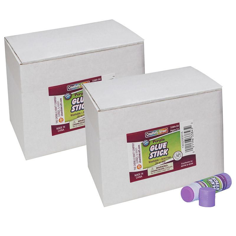 Glue Sticks, Purple, 0.28 oz., 30 Per Pack, 4 Packs. Picture 2