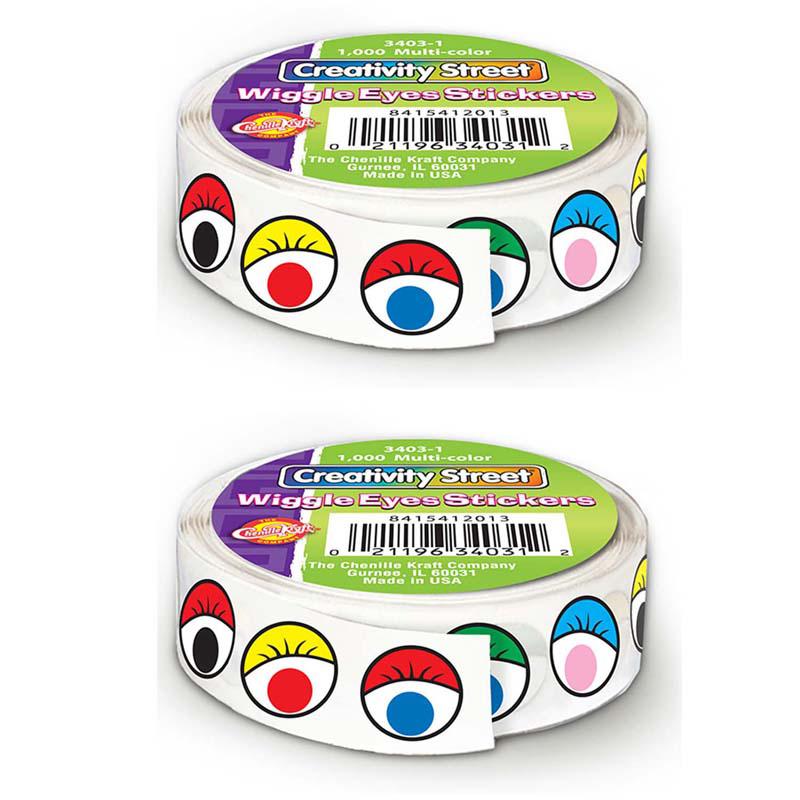 Multicolor Wiggle Eyes Stickers Roll, 2 Rolls. Picture 2