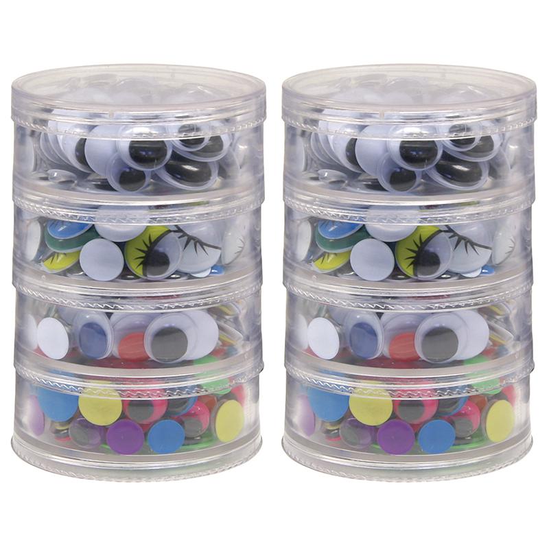 Wiggle Eyes Storage Stacker, Round Assorted Black, 400 Pieces Per Pack, 2 Packs. Picture 2
