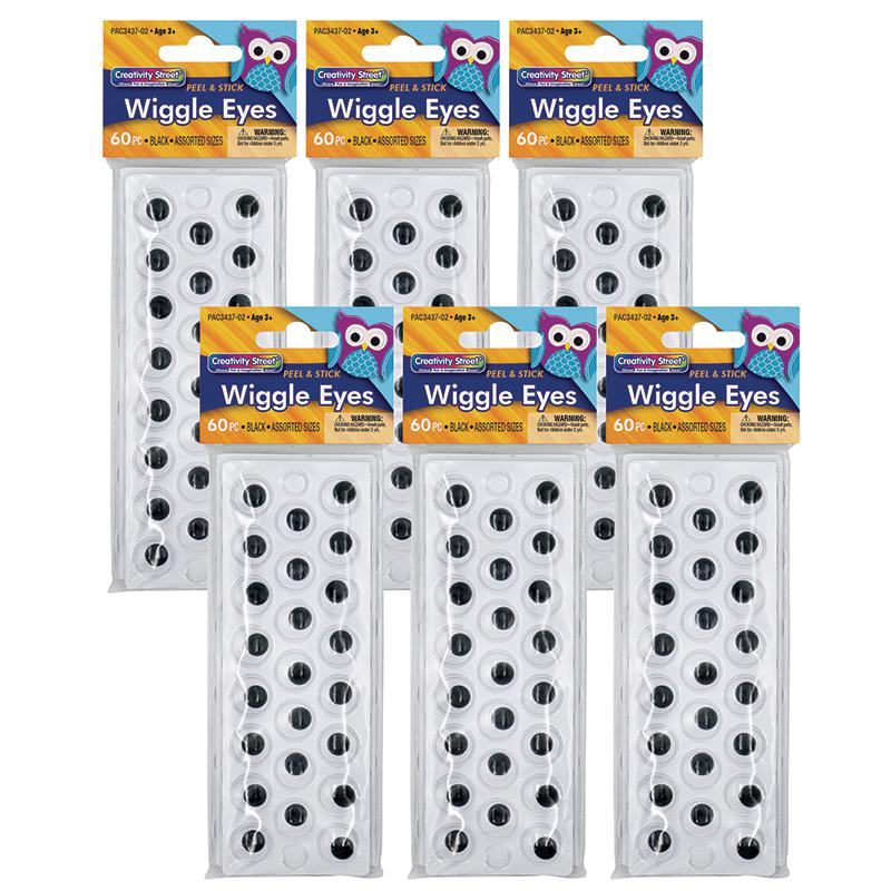 Peel & Stick Wiggle Eyes on Sheets, Black, Assorted Sizes, 60 Per Pack, 6 Packs. Picture 2