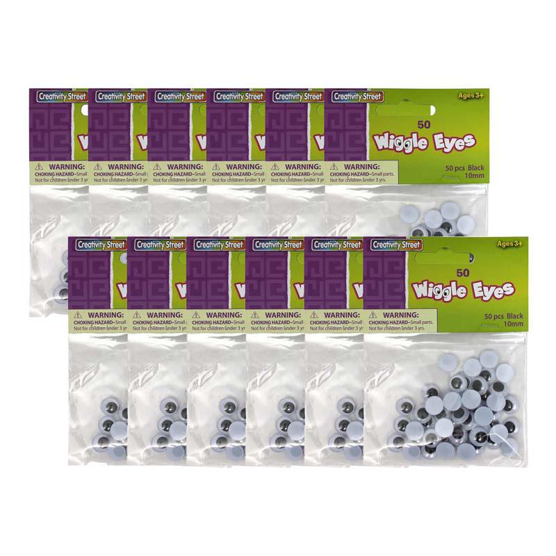 Wiggle Eyes, Black, 10 mm, 50 Per Pack, 12 Packs. Picture 2