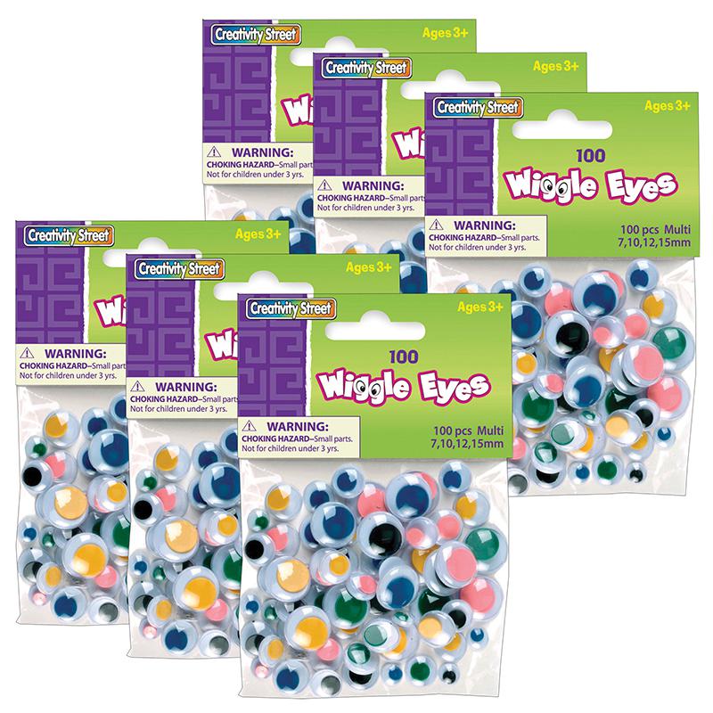 Wiggle Eyes, Multi-Color, Assorted Sizes, 100 Per Pack, 6 Packs. Picture 2