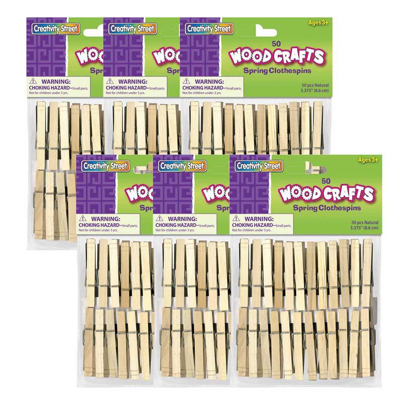 Spring Clothespins, Natural, Extra-Large, 3-3/8", 50 Per Pack, 6 Packs. Picture 2