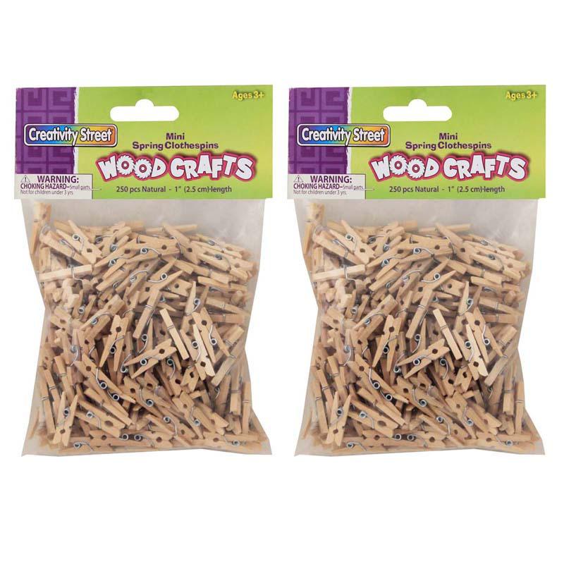 Mini Spring Clothespins, Natural, 1", 250 Per Pack, 2 Packs. Picture 2