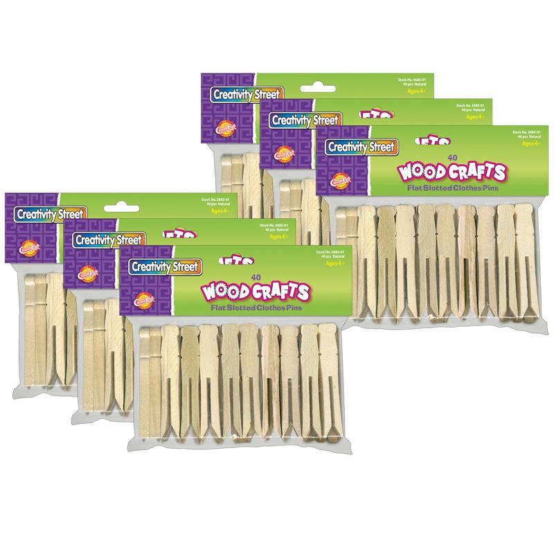 Flat Slotted Clothespins, Natural, 3.75", 40 Per Pack, 6 Packs. Picture 2