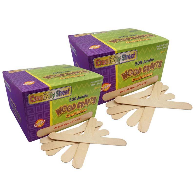 Jumbo Craft Sticks, Natural, 6" x 0.75", 500 Pieces Per Pack, 2 Packs. Picture 2
