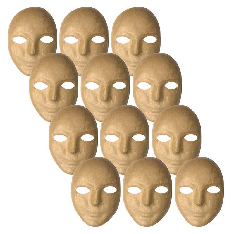 Papier Maché Mask, 8" x 5-1/4", Pack of 12. Picture 2