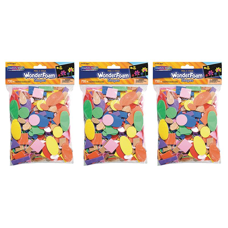 WonderFoam Peel & Stick Shapes, Assorted Shapes, 720 Pieces Per Pack, 3 Packs. Picture 2