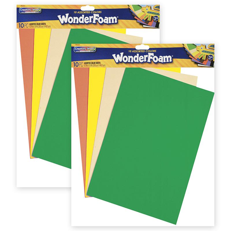 WonderFoam Sheets, 12" x 18", Assorted Colors, 10 Sheets Per Pack, 2 Packs. Picture 2