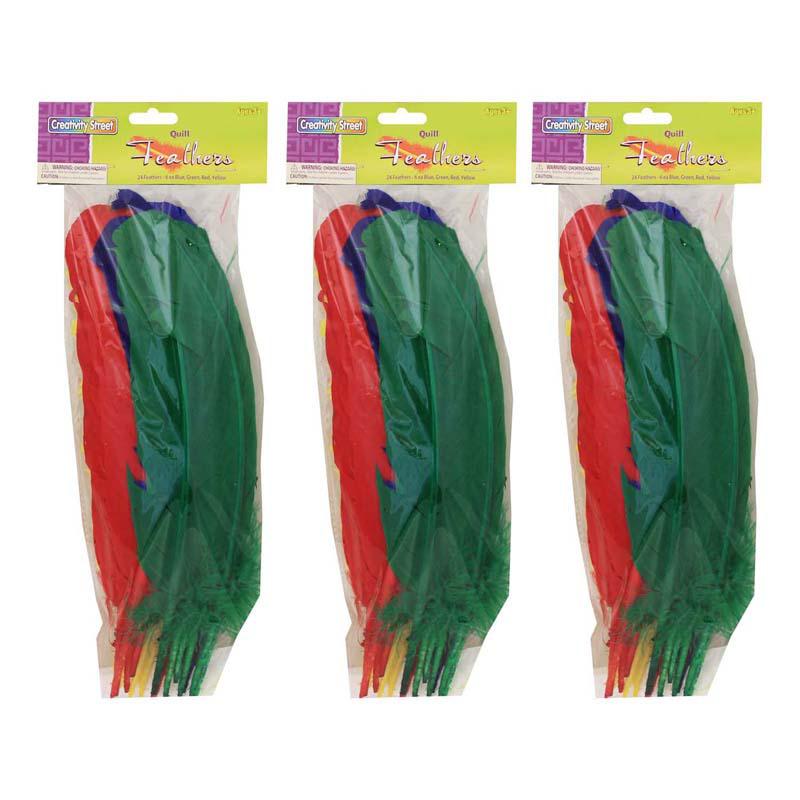 Quill Feathers, Assorted Colors, 12", 24 Per Pack, 3 Packs. Picture 2
