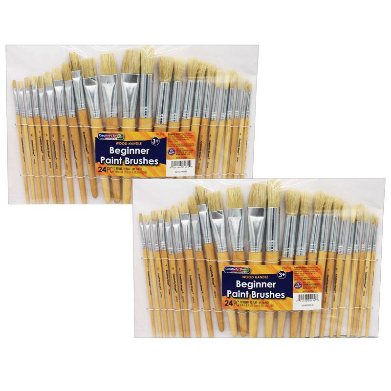 Beginner Paint Brushes, Preschool Brush Set, 24 Brushes Per Pack, 2 Packs. Picture 2