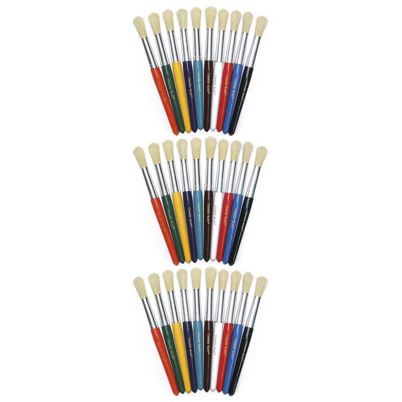 Beginner Paint Brushes, Round Stubby Brushes, 10 7.5" Long, 10 Per Pack, 3 Packs. Picture 2