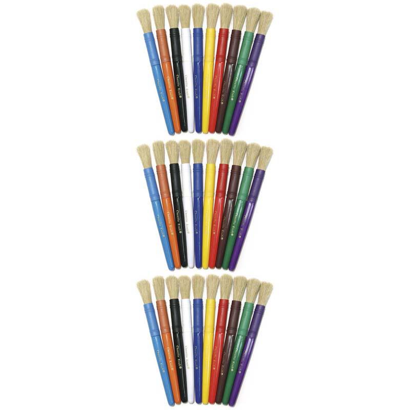 Beginner Paint Brushes, 10 Assorted Colors, 7" Long, 10 Per Pack, 3 Packs. Picture 2