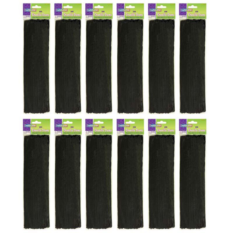 Regular Stems, Black, 12" x 4 mm, 100 Per Pack, 12 Packs. Picture 2