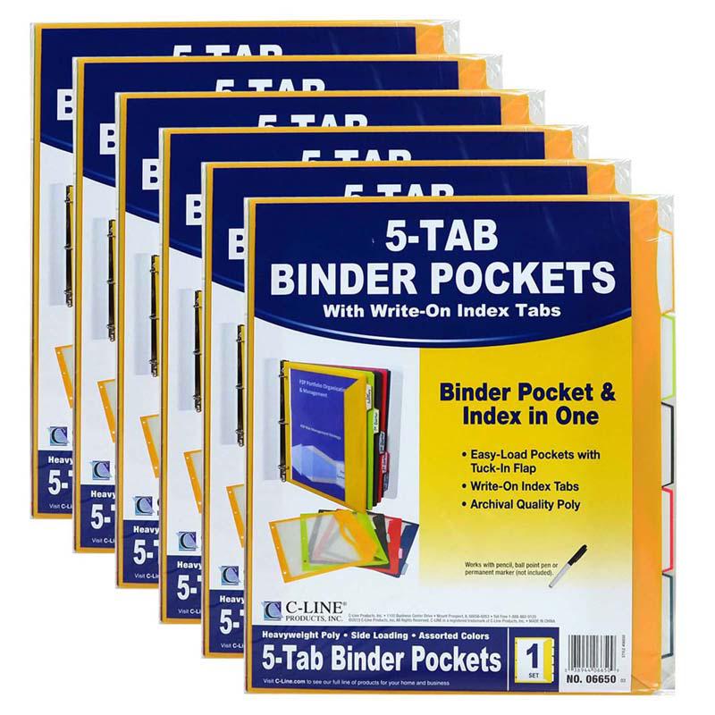 Super Poly Binder Pockets with Write-On Index Tabs, 5 Per Set, 6 Sets. Picture 2