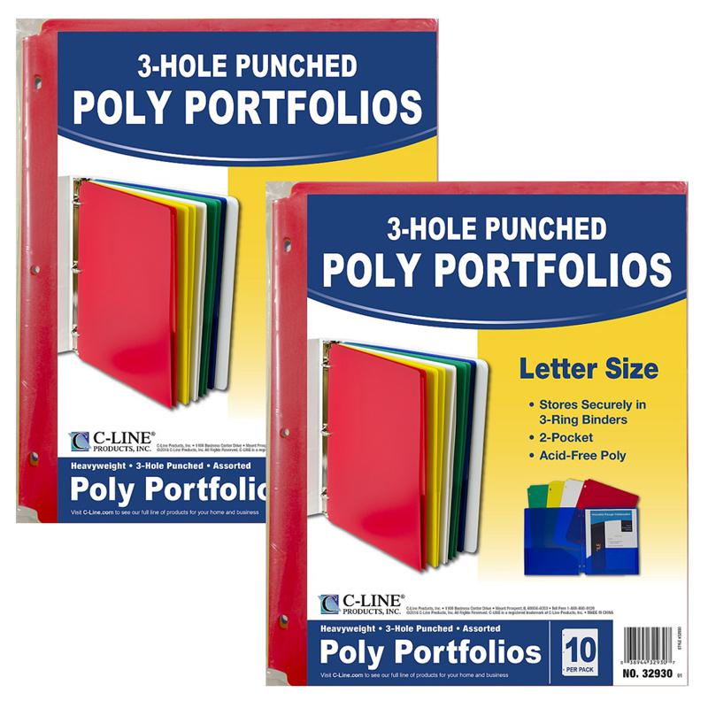 Two-Pocket Poly Portfolio Folder with Three-Hole Punch,10 Per Pack, 2 Packs. Picture 2