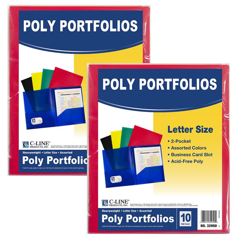 Two-Pocket Poly Portfolio Folder, Primary Colors, 10 Per Pack, 2 Packs. Picture 2