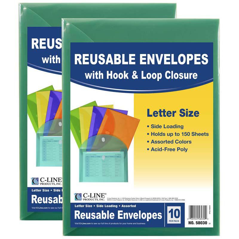 XL Reusable Envelopes, Hook and Loop Closure, 8 1/2 x 11, 10 Per Pack, 2 Packs. Picture 2