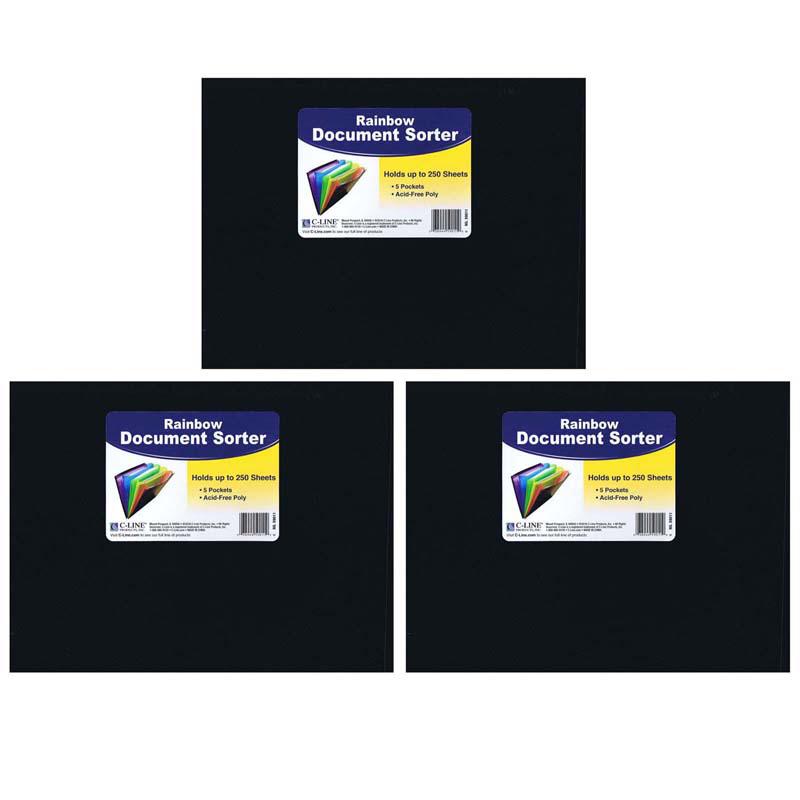 Rainbow Document Sorter, Black/Multicolor, Letter Size, Pack of 3. Picture 2