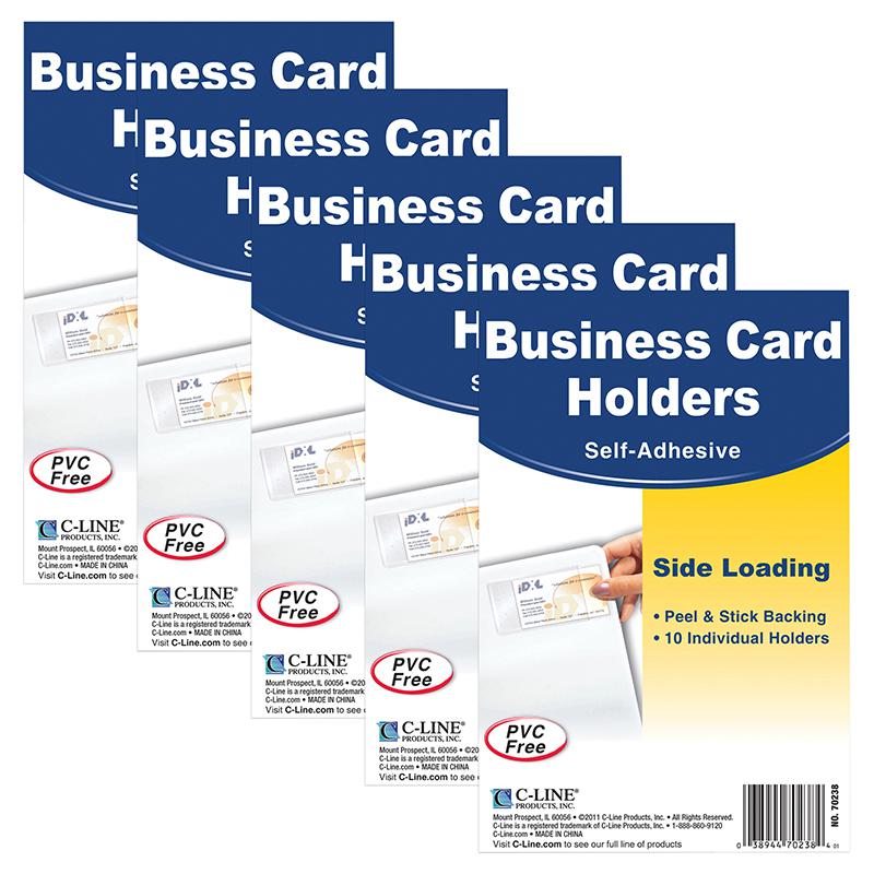 Self-Adhesive Business Card Holder, Side Load, 2" x 3-1/2", 10 Per Pack, 5 Packs. Picture 2