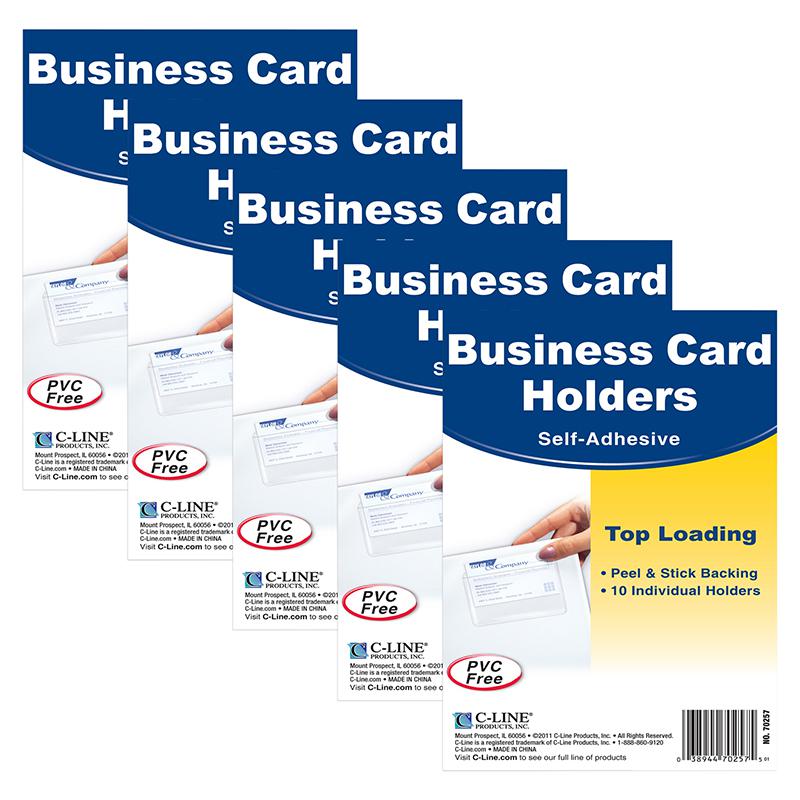Self-Adhesive Business Card Holder, Top Load, 2" x 3-1/2", 10 Per Pack, 5 Packs. Picture 2