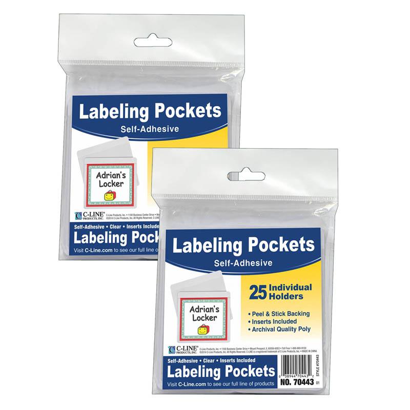Self Adhesive Labeling Pockets with Inserts, 25 Per Pack, 2 Packs. Picture 2