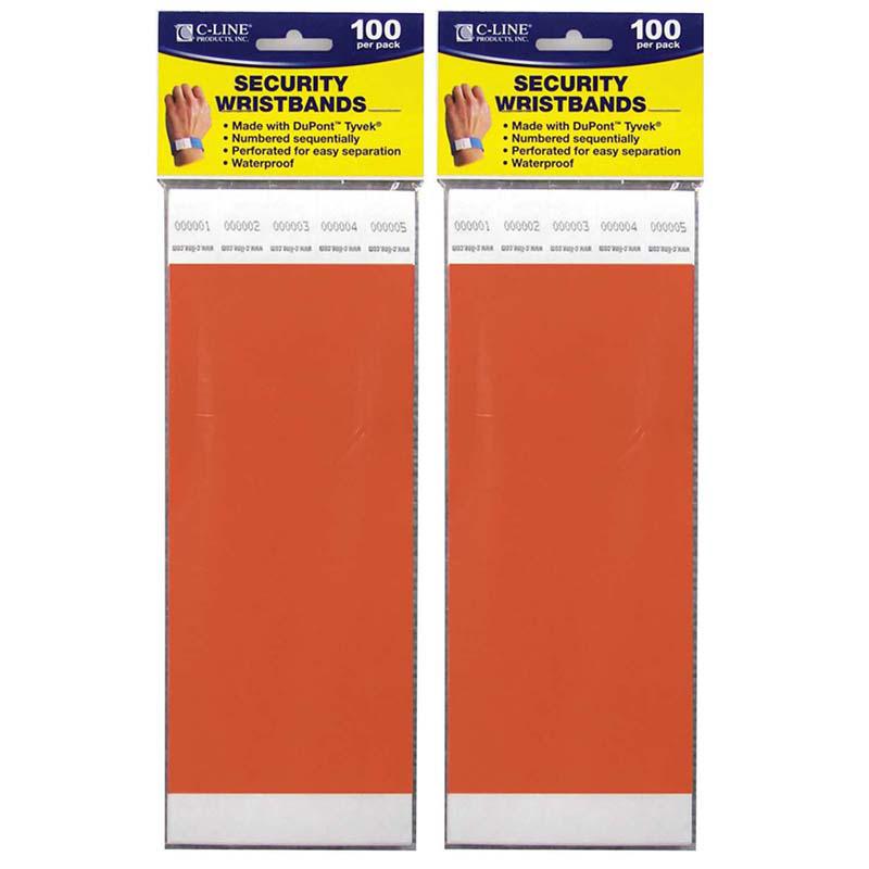 DuPont Tyvek Security Wristbands, Orange, 100 Per Pack, 2 Packs. Picture 2