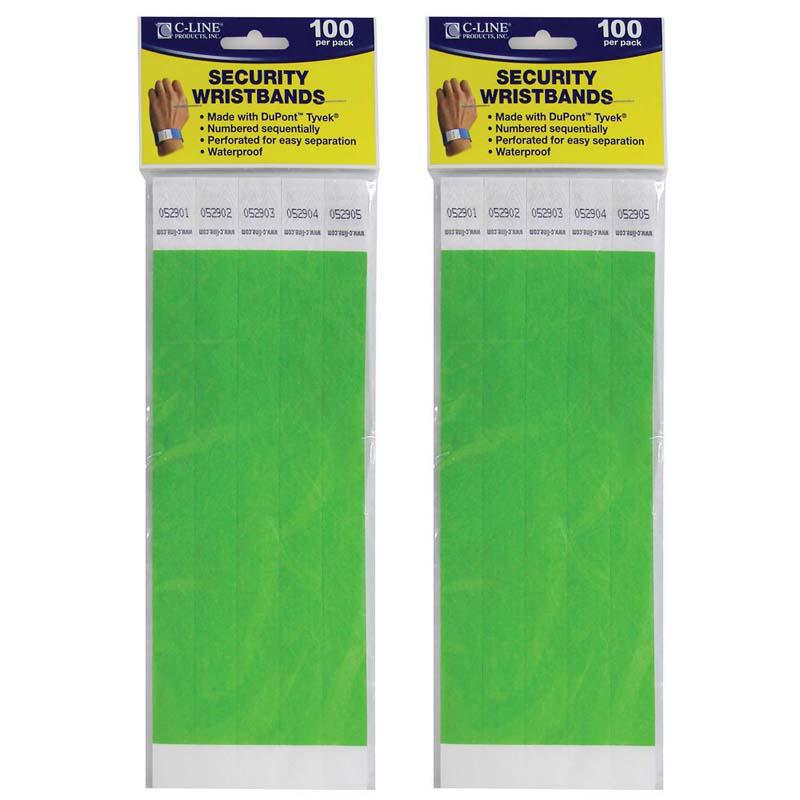 DuPont Tyvek Security Wristbands, Green, 100 Per Pack, 2 Packs. Picture 2