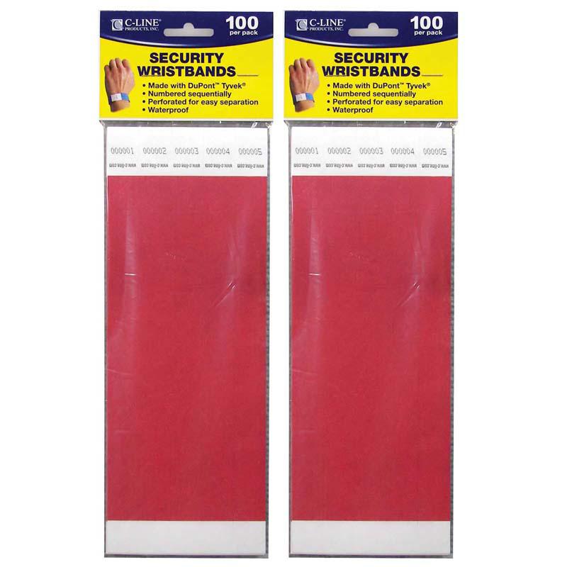 DuPont Tyvek Security Wristbands, Red, 100 Per Pack, 2 Packs. Picture 2