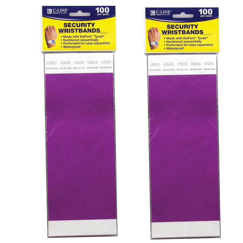DuPont Tyvek Security Wristbands, Purple, 100 Per Pack, 2 Packs. Picture 2