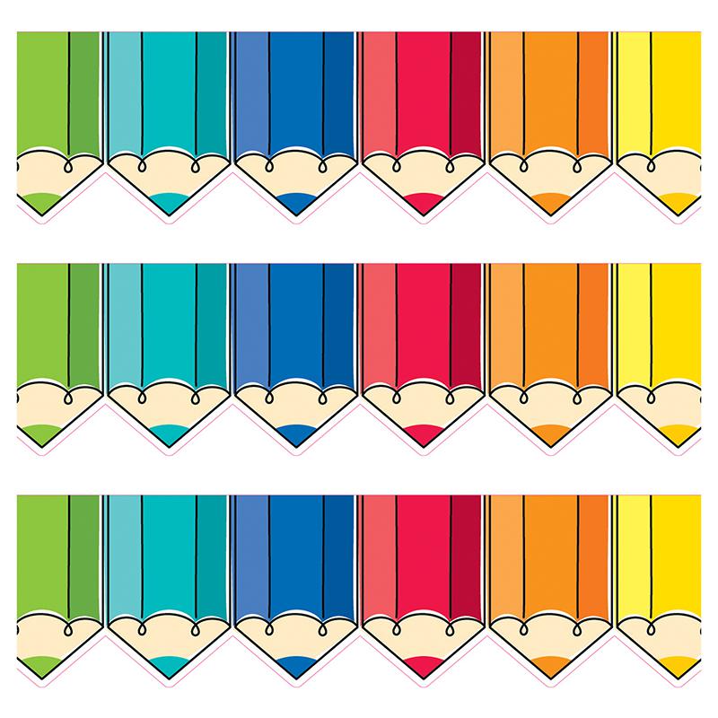 Core Decor Colorful Doodle Pencils EZ Border, 48 Feet Per Pack, 3 Packs. Picture 2