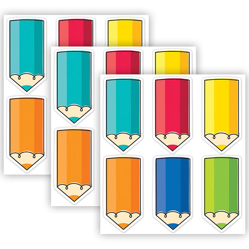 Core Decor Colorful Doodle Pencils 6 Inch Designer Cut-Outs 72 Per Pack, 3 Packs. Picture 2