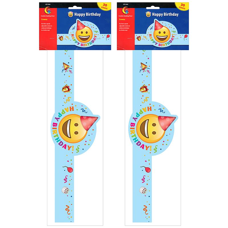 Emoji Fun Happy Birthday Crown, 30 Per Pack, 2 Packs. Picture 2