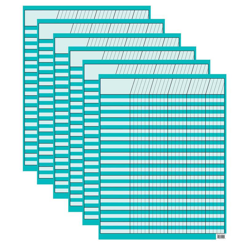 Turquoise Incentive Chart, 17" x 22", Pack of 6. Picture 2