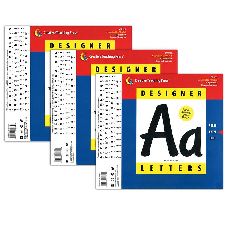 Stylish Black 4" Designer Letters, 235 Per Pack, 3 Packs. Picture 2