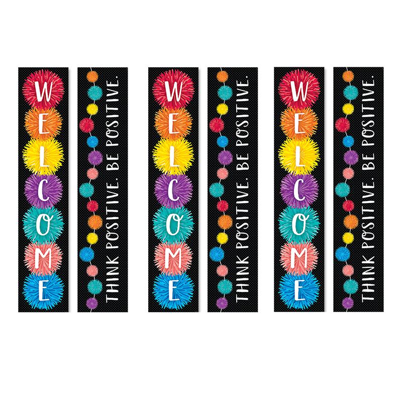 Pom-Poms Welcome Banner (2-sided), Pack of 3. Picture 2
