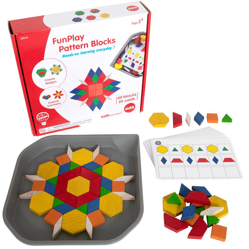 FunPlay Pattern Blocks - Set of 60 Wooden Math Manipulatives. Picture 2