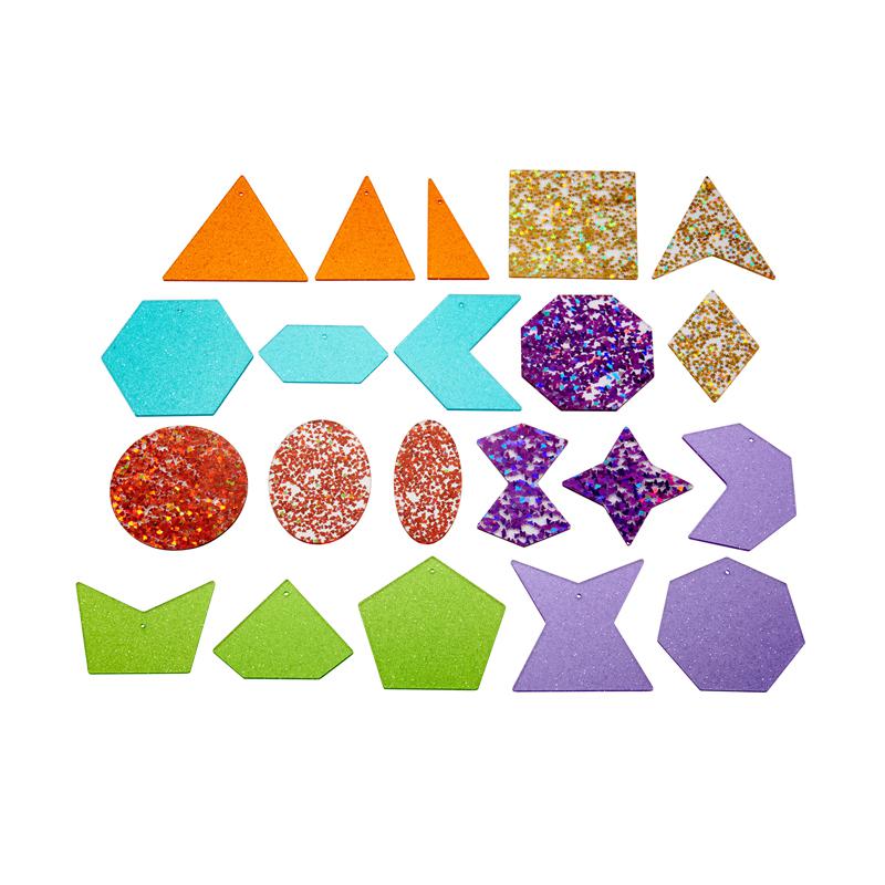 Rainbow Glitter Shapes - Set of 21 - 7 Colors  Explore Colors and Early Geometry. Picture 2