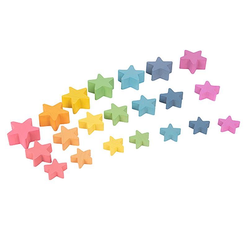 Rainbow Wooden Stars, Set of 21. Picture 2
