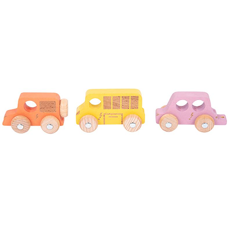 Rainbow Wooden City E-Vehicles - Set of 3. Picture 2