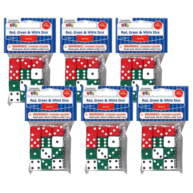 Dot Dice - Red/Green/White - 12 Per Pack - 6 Packs. Picture 2